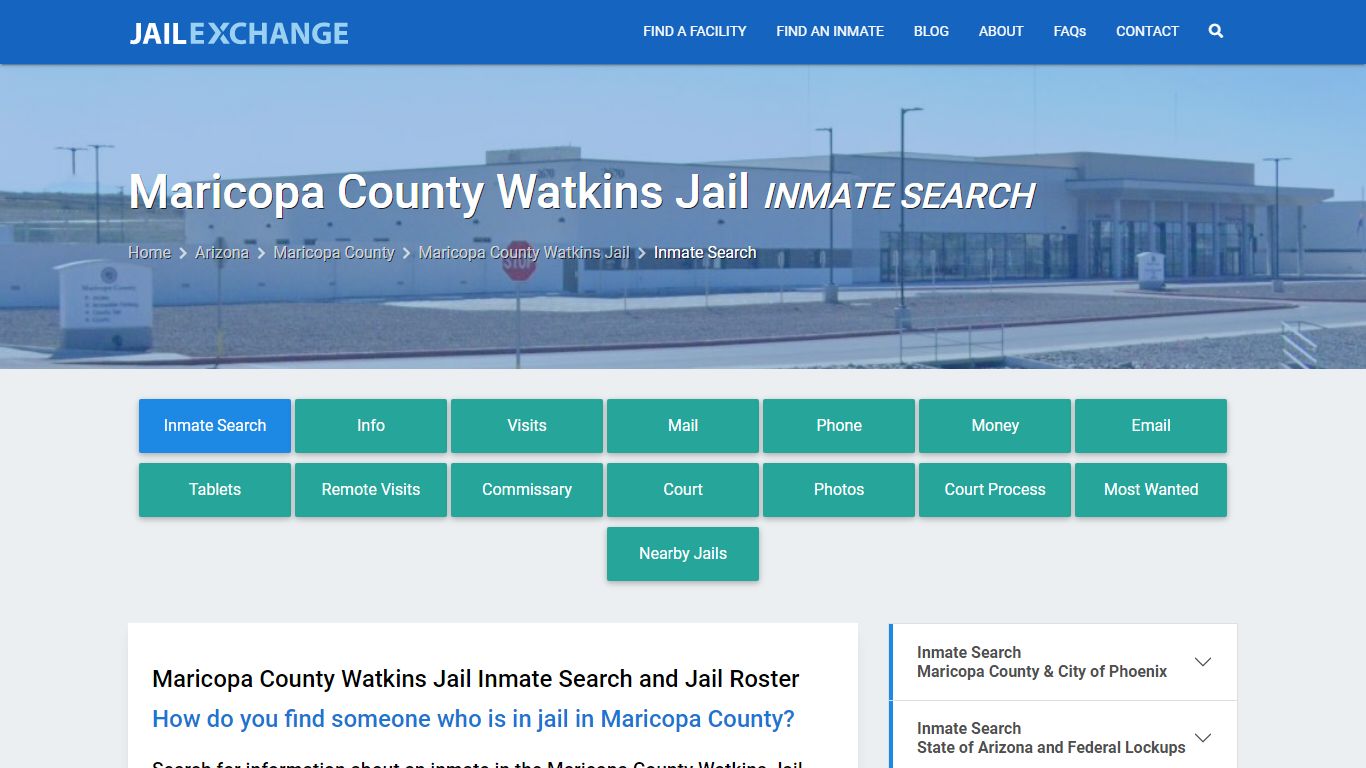 Maricopa County Watkins Jail Inmate Search - Jail Exchange